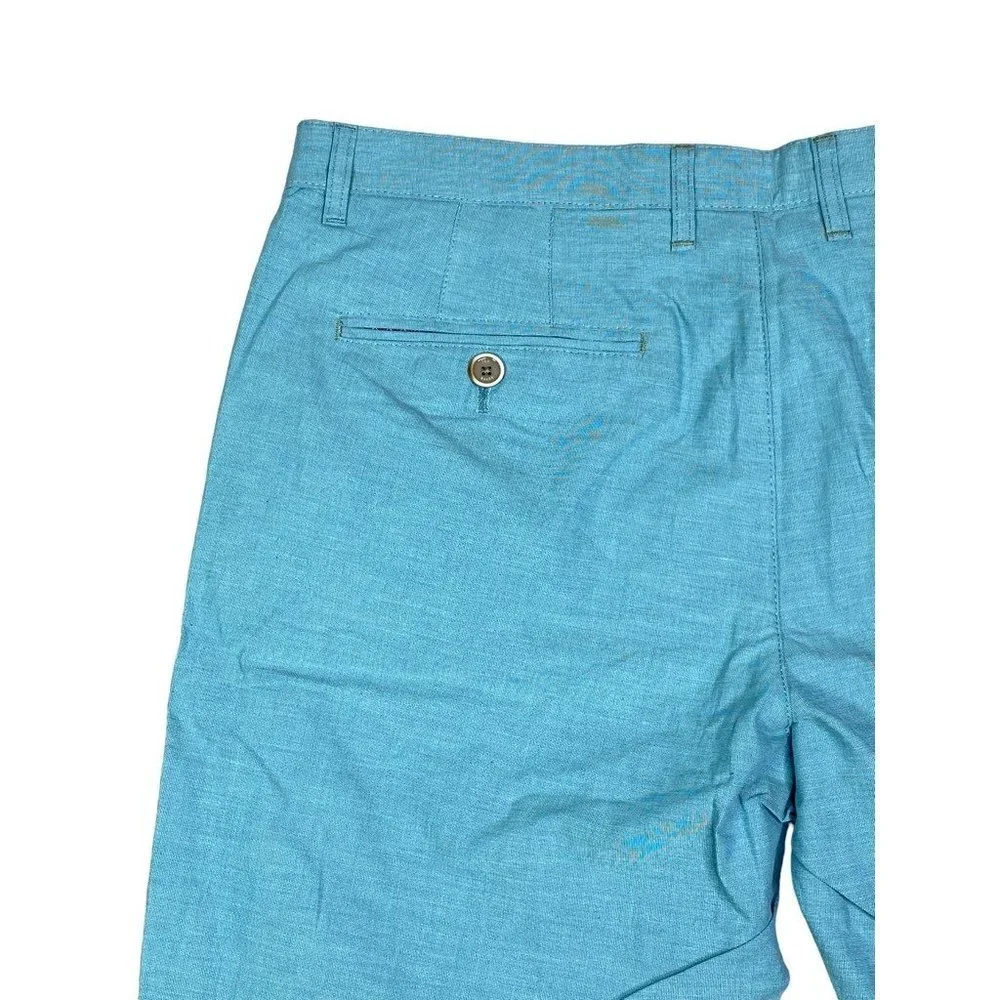 Ted Baker Mens Chino Shorts Blue Flat Front Pockets 100% Cotton Twill Zip 36 New